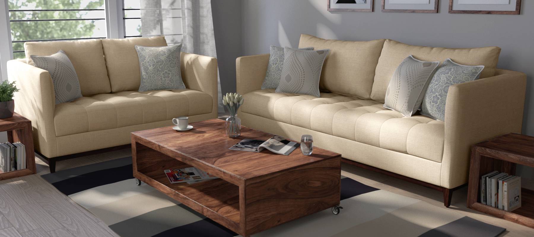Florence Compact Sofa (Pearl White)